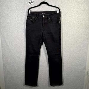 True Religion Ricky Jeans Mens 33 Black Denim All Day Comfort Relaxed Straight